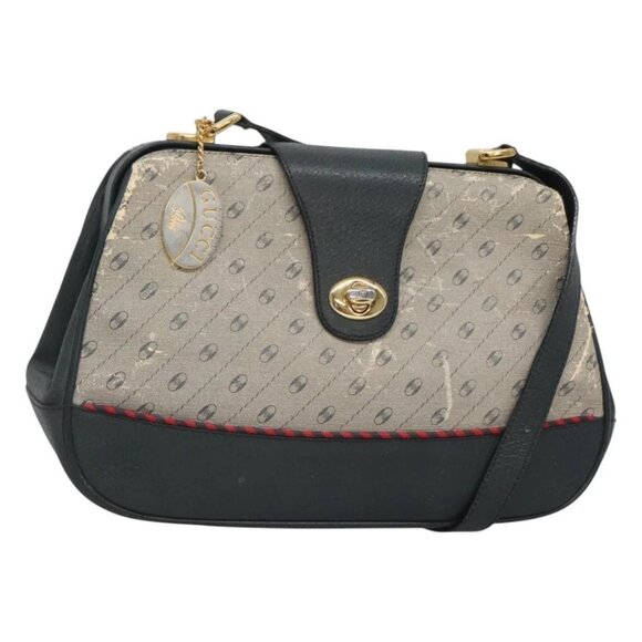 GUCCI Shoulder Bag PVC Leather Navy Gold 116 02 107 Auth ep9165 - Picture 1 of 16